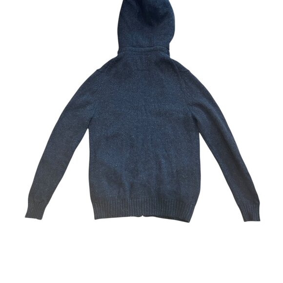 Vtg Esprit Men's Lambswool Hoodie Full Zip Navy Sz L Pockets Cozy Cabincore Ski - Picture 3 of 9